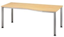 Freiformtisch Helsinki - 680-760 X 1800 X 1000/800 Mm - 4-Fuß-Gestell - Weißaluminium/buche -Büromöbel Geschäft 0aeafa79 d4cb 45a4 bcc1 ea1ed066d5eb 1