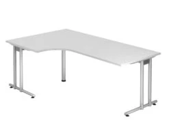 Freiformtisch Berlin - 720 X 2000 X 1200/800 Mm - C-Fuß Design - Weißaluminium/weiß 110161 -Büromöbel Geschäft 2028d75f 9d2d 4d54 9e87 ee5ab5d6c57d