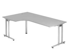 Freiformtisch New York - 720 X 2000 X 1200/800 Mm - C-Fuß Design - Weißaluminium/nussbaum 110564 -Büromöbel Geschäft 234485eb 9293 49af 9c19 652b80fb6d58
