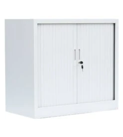 Querrollladenschrank Sideboard 80cm Breit Stahl Büro Aktenschrank Rolladenschrank Weiß 555087