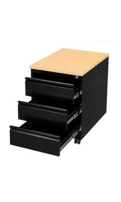 Profi Stahl Büro Rollcontainer 3 Schubladen Maße: 62x46x59cm RAL 7035 Lichtgrau/Ahorn-Dekor 505302
