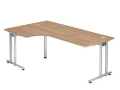 Freiformtisch Berlin - 720 X 2000 X 1200/800 Mm - C-Fuß Design - Weißaluminium/nussbaum 110164 -Büromöbel Geschäft 634812d7 a7d1 483c 8092 49b8b7aa2b97