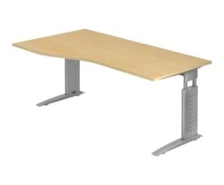 Freiformtisch Osaka - 650-850 X 2000 X 1200/800 Mm - C-Fuß Design - Weißaluminium/weiß -Büromöbel Geschäft 66af5b2e d4db 4332 9755 f8a3af605853 2