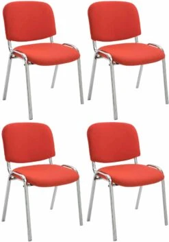 4er Set Stühle Ken C Stoff Rot