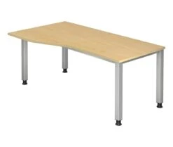 Freiformtisch Helsinki - 680-760 X 2000 X 1200/800 Mm - 4-Fuß-Gestell - Weißaluminium/lichtgrau -Büromöbel Geschäft 7c817f67 53bc 47a9 bb9b 6cfa8f84d26d 1