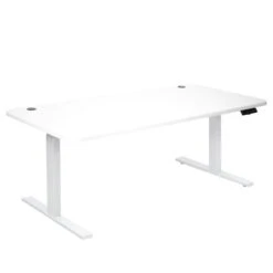 Schreibtisch HWC-D40, Computertisch, Elektrisch Höhenverstellbar 160x80cm 53kg ~ Hellbraun, Weiß -Büromöbel Geschäft 800ede6c 59b0 4067 bfa3 ec08b362792d 1