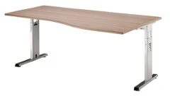 Freiformtisch Berlin - 720 X 1800 X 1000/800 Mm - C-Fuß Design - Weißaluminium/ahorn 110153 -Büromöbel Geschäft 8e20176c 997b 4396 a741 158bfdaf0546 1