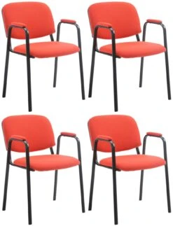 4er Set Besucherstühle Ken PRO Stoff Rot