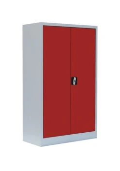 Stahl-Aktenschrank Aktenschrank Abschließbar Büroschrank Lichtgrau/Rot 120 X 80 X 38,3cm 530294