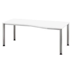 Freiformtisch Helsinki - 680-760 X 1800 X 1000/800 Mm - 4-Fuß-Gestell - Weißaluminium/buche -Büromöbel Geschäft 9d225c84 fef4 4993 a94d 017024072415 1