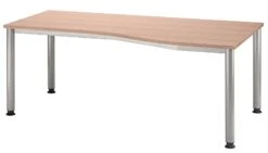 Freiformtisch Quebec - 680-760 X 2000 X 1200/800 Mm - 4-Fuß-Gestell - Weißaluminium/weiß -Büromöbel Geschäft 9d7d10b9 7b12 4b61 989d 4829b5826b6b 2