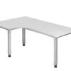 Freiformtisch Quebec - 680-760 X 2000 X 1200/800 Mm - 4-Fuß-Gestell - Weißaluminium/weiß