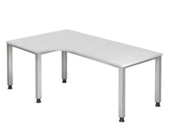 Freiformtisch Quebec - 680-760 X 2000 X 1200/800 Mm - 4-Fuß-Gestell - Weißaluminium/weiß