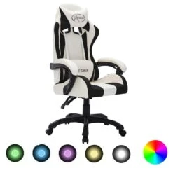 VidaXL Gaming-Stuhl Mit RGB LED-Leuchten Blau Und Schwarz Kunstleder -Büromöbel Geschäft b9507e98 acaf 4b68 9135 5bd349867e8a