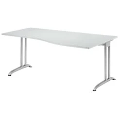 Freiformtisch Berlin - 720 X 1800 X 1000/800 Mm - C-Fuß Design - Weißaluminium/buche 110152 -Büromöbel Geschäft bb3841d8 7992 43e8 b2ff 1775574411ec
