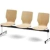Traversenbank, 3 Sitze, BxT 1800x600mm, Sitzschale Holz Buche, Rückenform Tailliert, T-Fuß Verchromt