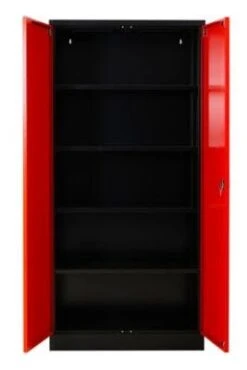 PROREGAL Stahlschrank Bee | HxBxT 195x92x42 Cm | Schwarz-Rot -Büromöbel Geschäft d9ce410b 37f7 4b54 81f1 197ca3bec231