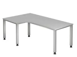 Freiformtisch Quebec - 680-760 X 2000 X 1200/800 Mm - 4-Fuß-Gestell - Weißaluminium/weiß -Büromöbel Geschäft e06c4051 f6d9 4238 b8ca c2e1f15c3fb1