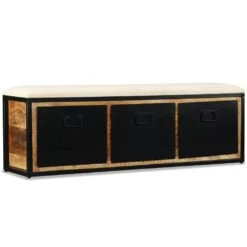 VidaXL Aufbewahrungsbank Mangoholz Massiv Echtleder 120x36x36 Cm -Büromöbel Geschäft e12cd425 af9e 4daa aceb ca32d3e77e5a