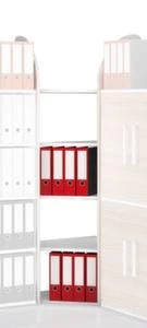 Büroregal, Eckregal, Fachl. 60kg, 5xStahlboden, Einseitig, Korpus Weiß, Ebenen Weiß