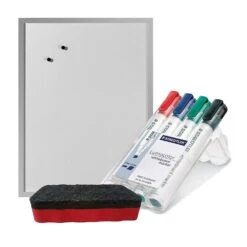 Herlitz Whiteboard/ Magnettafel, 40 X 60cm Inkl. Verschiedenem Zubehör (Board + Löscher (rot) + Marker + Magnete)