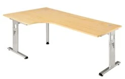 Freiformtisch Berlin - 720 X 2000 X 1200/800 Mm - C-Fuß Design - Weißaluminium/nussbaum 110164 -Büromöbel Geschäft fdbc694c 3969 4054 8336 5c1d39031b31 4